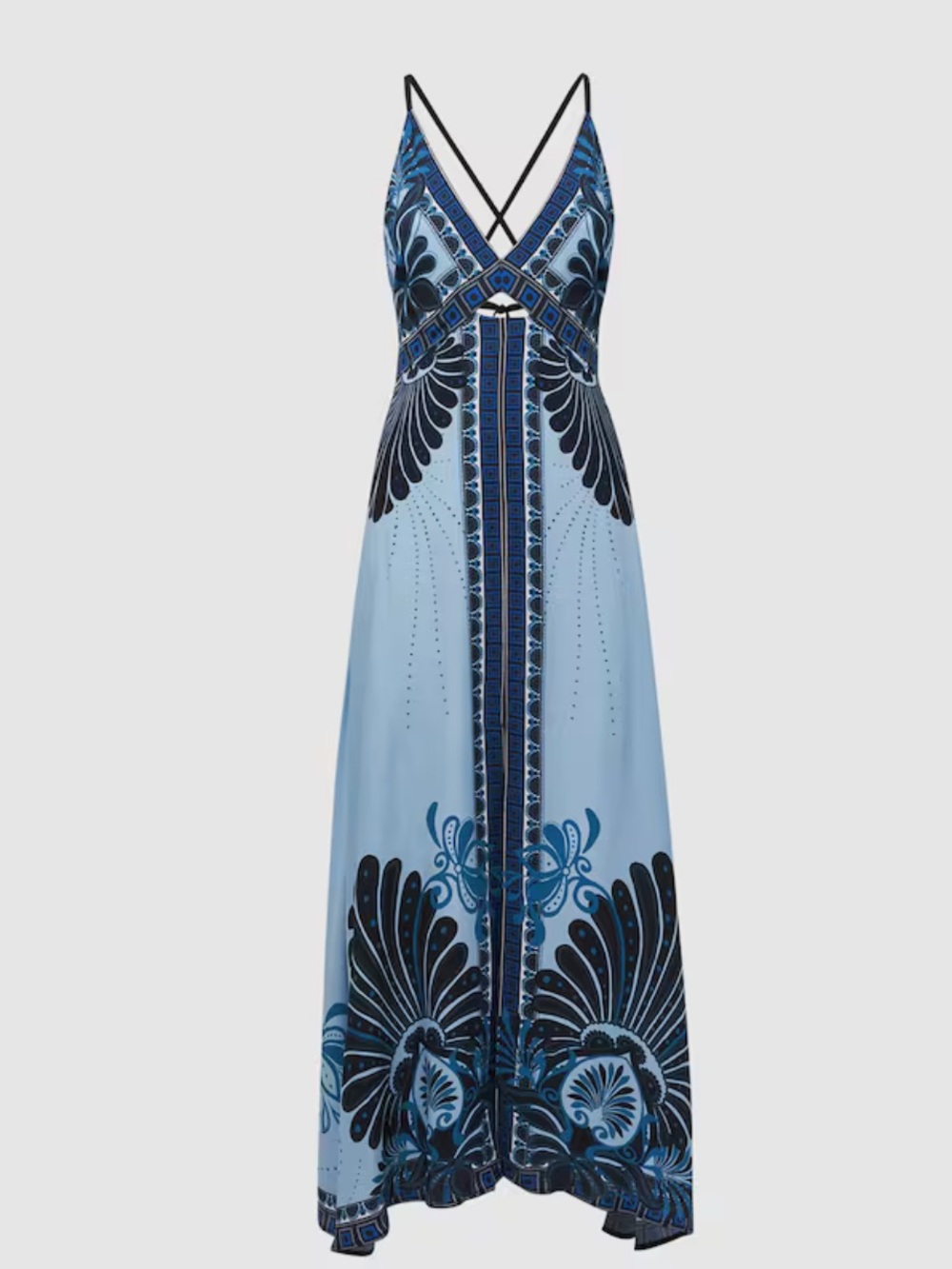 Reiss Emerson Printed V-Neck Maxi Dress in Blue - Picture 4 of 7